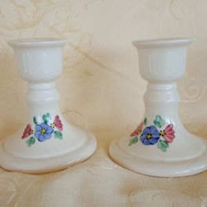 Candle Holder Set of 2 Hand Painted New